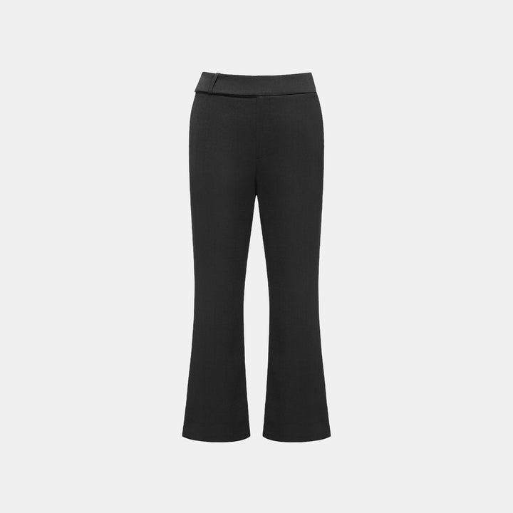 "Autumn Diary" Korean super stretch drape texture fabric waist trousers - black 
