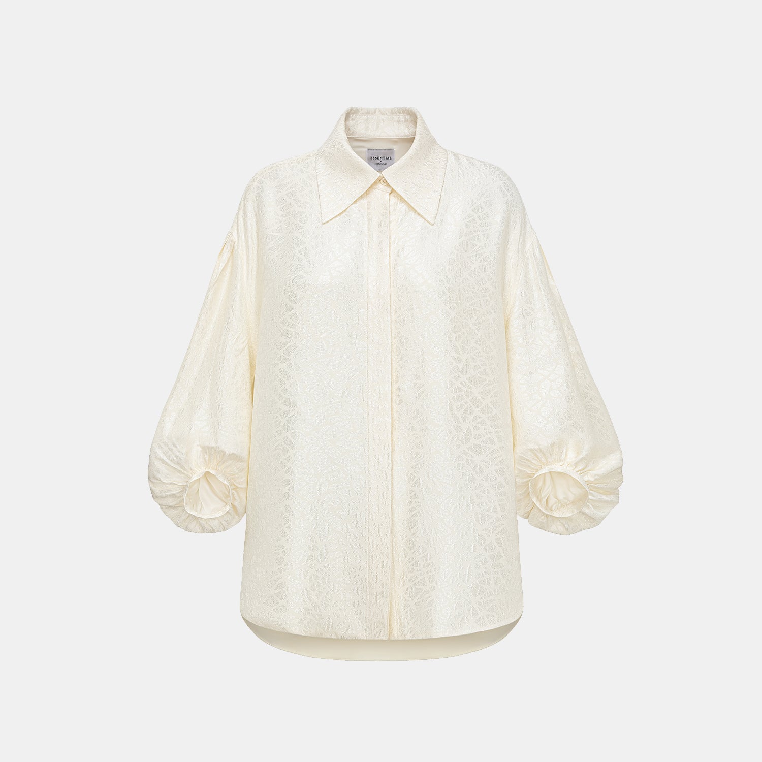 "慵倚春意" 義大利提花羊腿袖襯衫