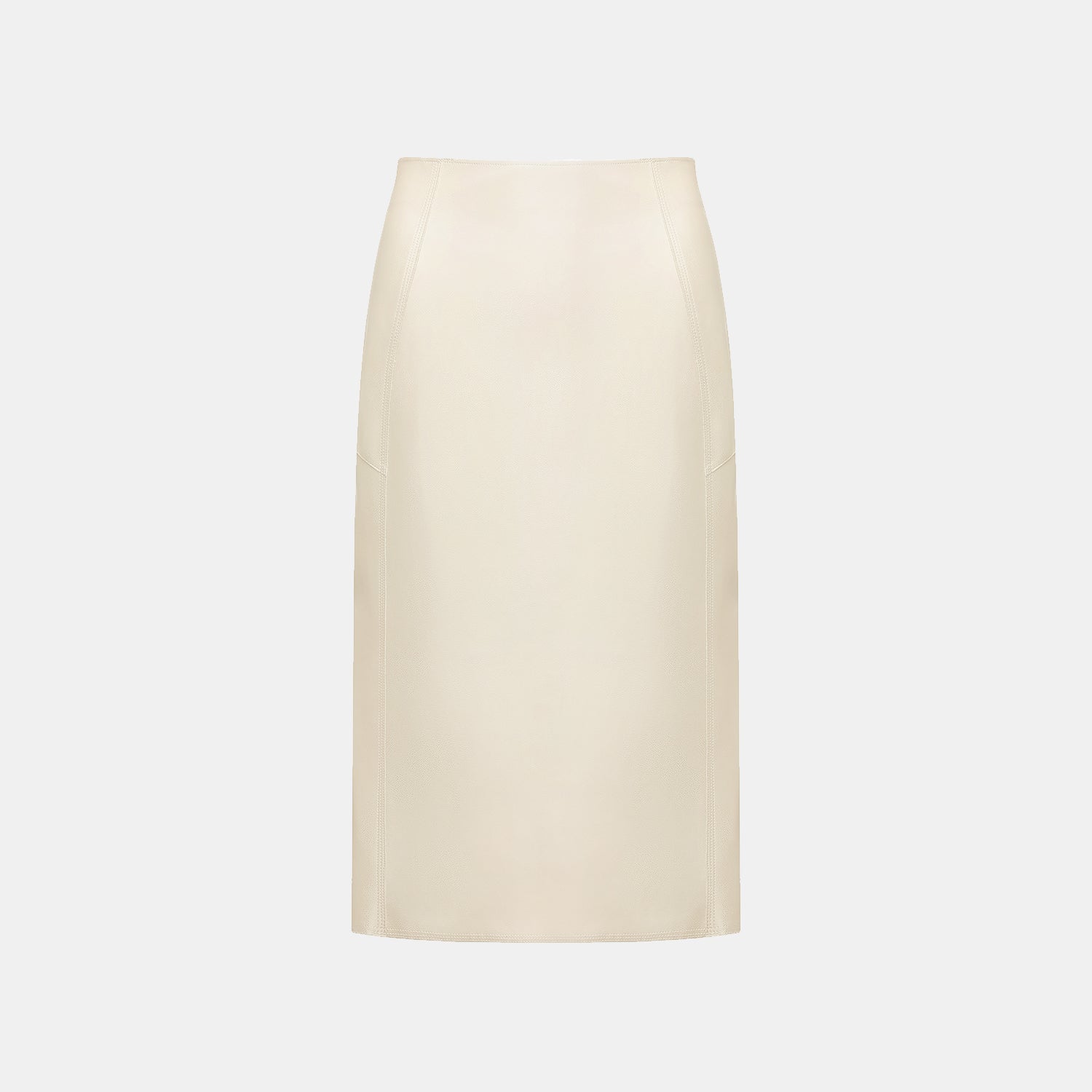 "Easy-go Chic" Vegan Leather Cut Pencil Skirt - Pearlescent White 