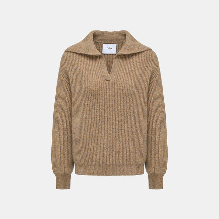 "Winter Diary" 100% Cashmere 粗針大翻領上衣（Yarn by Loro Piana)—Honey Suede蜜杏麂皮