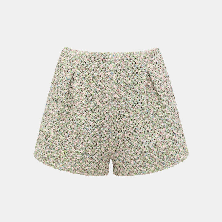 “Sloane Ave."法國高級訂製蕾絲勾織花呢短褲 —Dewdrop Bloom莫內睡蓮・晨露