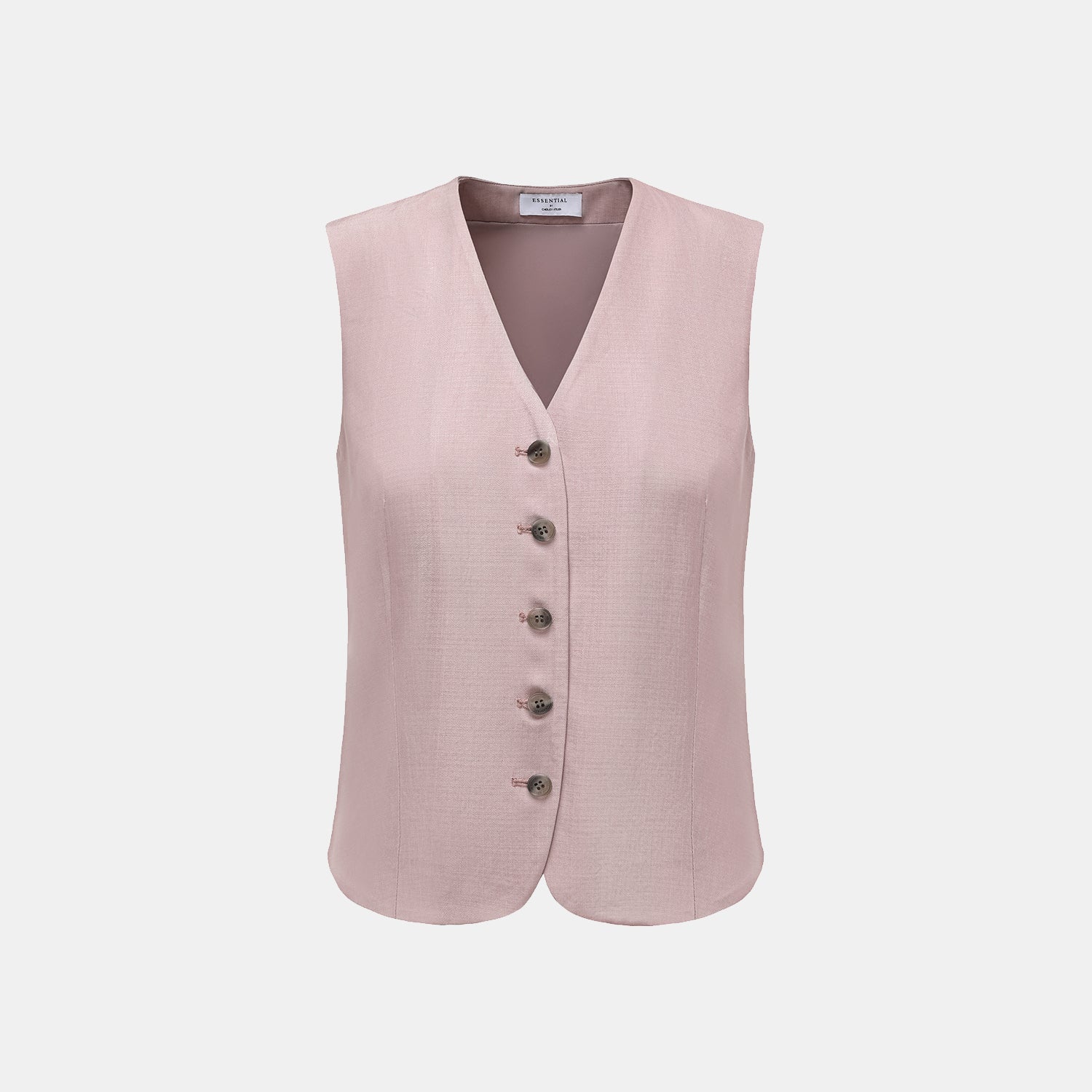 "Speak Sleek" 奢華輕薄麻感肌理醋酸綁帶西裝馬甲背心—Pink