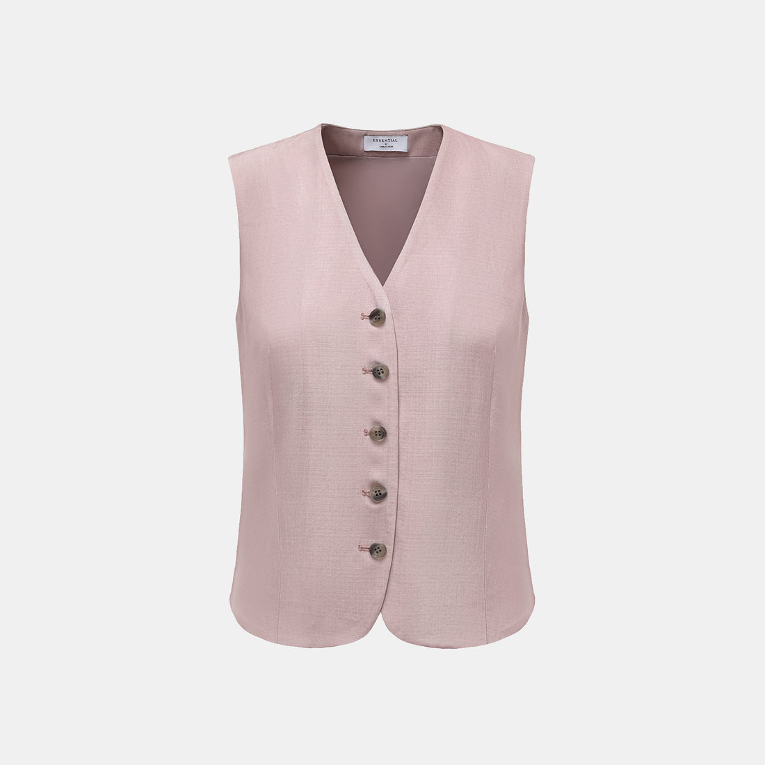 "Speak Sleek" 奢華輕薄麻感肌理醋酸綁帶西裝馬甲背心—Pink