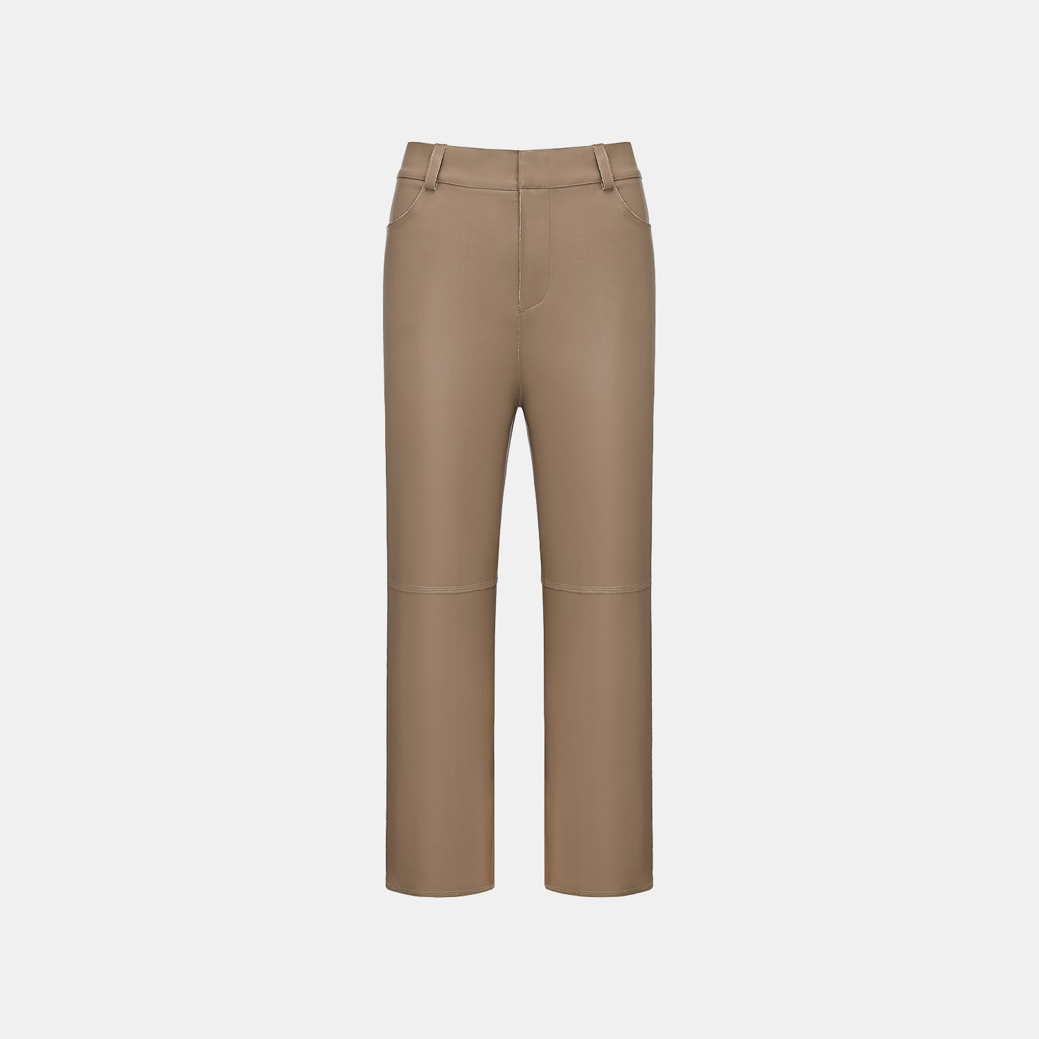 “Easy-go Chic” 純素皮精裁切皮工藝九分褲—Cameo Brown寶石布朗