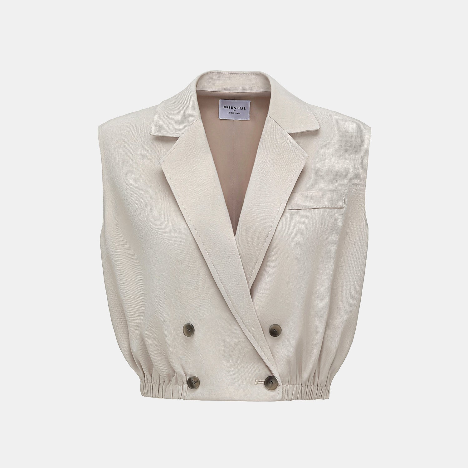 "Weekend at Monaco." 特殊絲竹肌理工藝醋酸背心—Beige