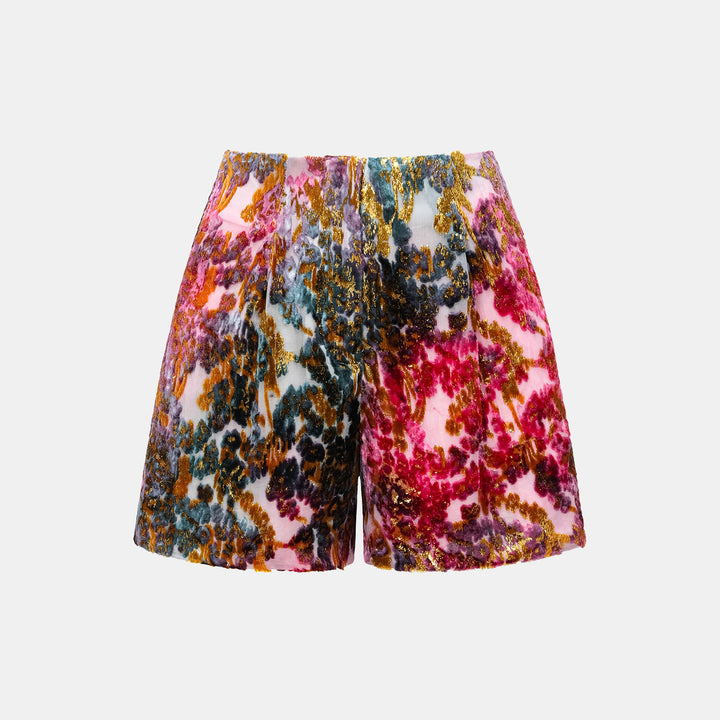 "Imperial Garden Teatime" Silk Velvet Chinese Style Shorts - Zui Rouge 