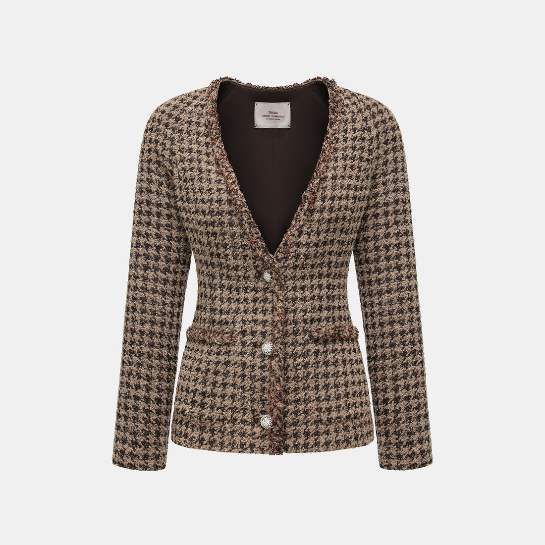 "Chelsea Citywalk." 義大利星紗簇絨緹花千鳥格修身外套—Timeworn Bloom歲月縫花