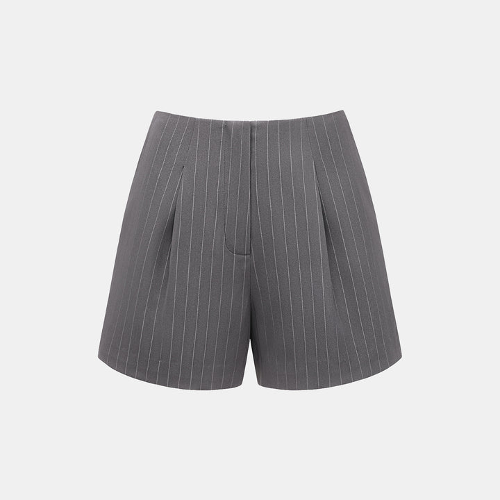 "Speak Sleek." 銀織工藝直條西裝短褲—Urban Reverie藝境漫游