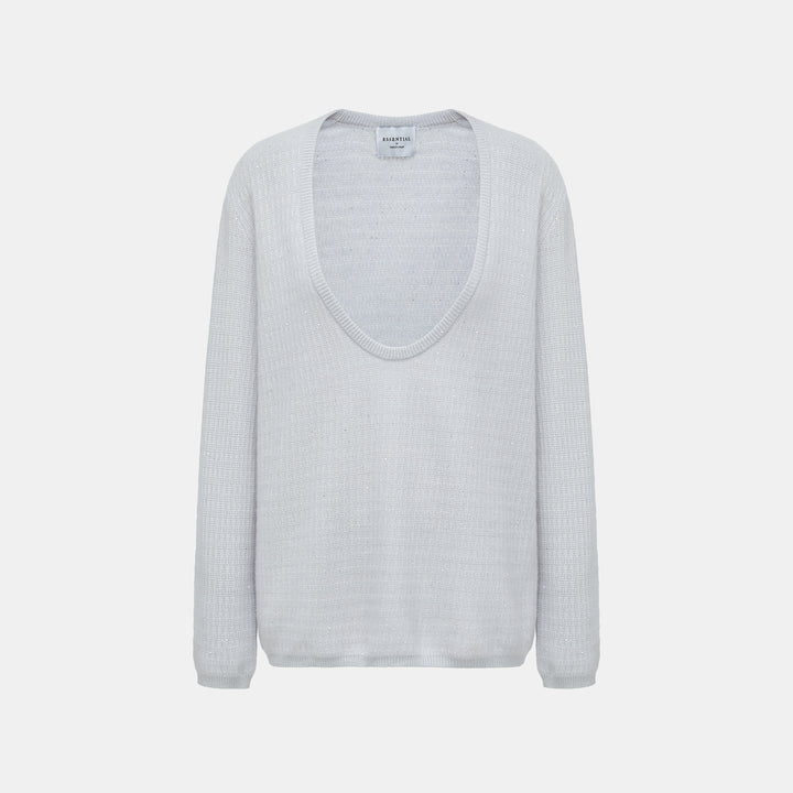 “Autumn Diary” 100% Cashmere極細絨柔星點低弧領針織上衣—Nebula Veil霧影星河