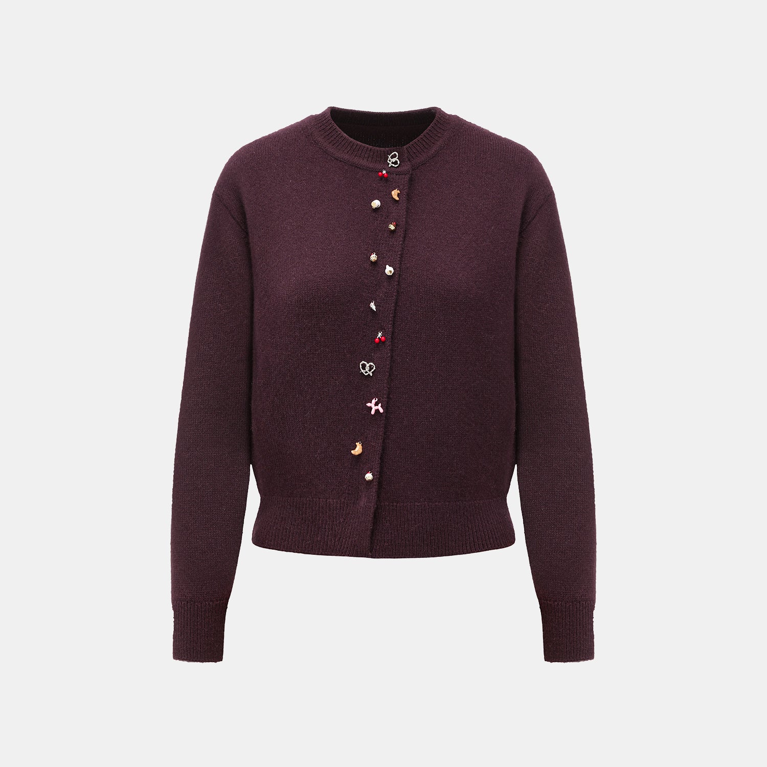 “Autumn Diary”100% Cashmere斜襟立體釦飾針織外套—Berry Danish莓果丹麥