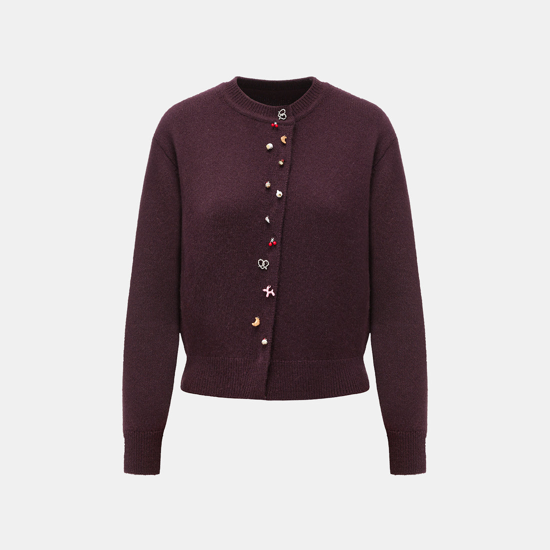 “Autumn Diary”100% Cashmere斜襟立體釦飾針織外套—Berry Danish莓果丹麥