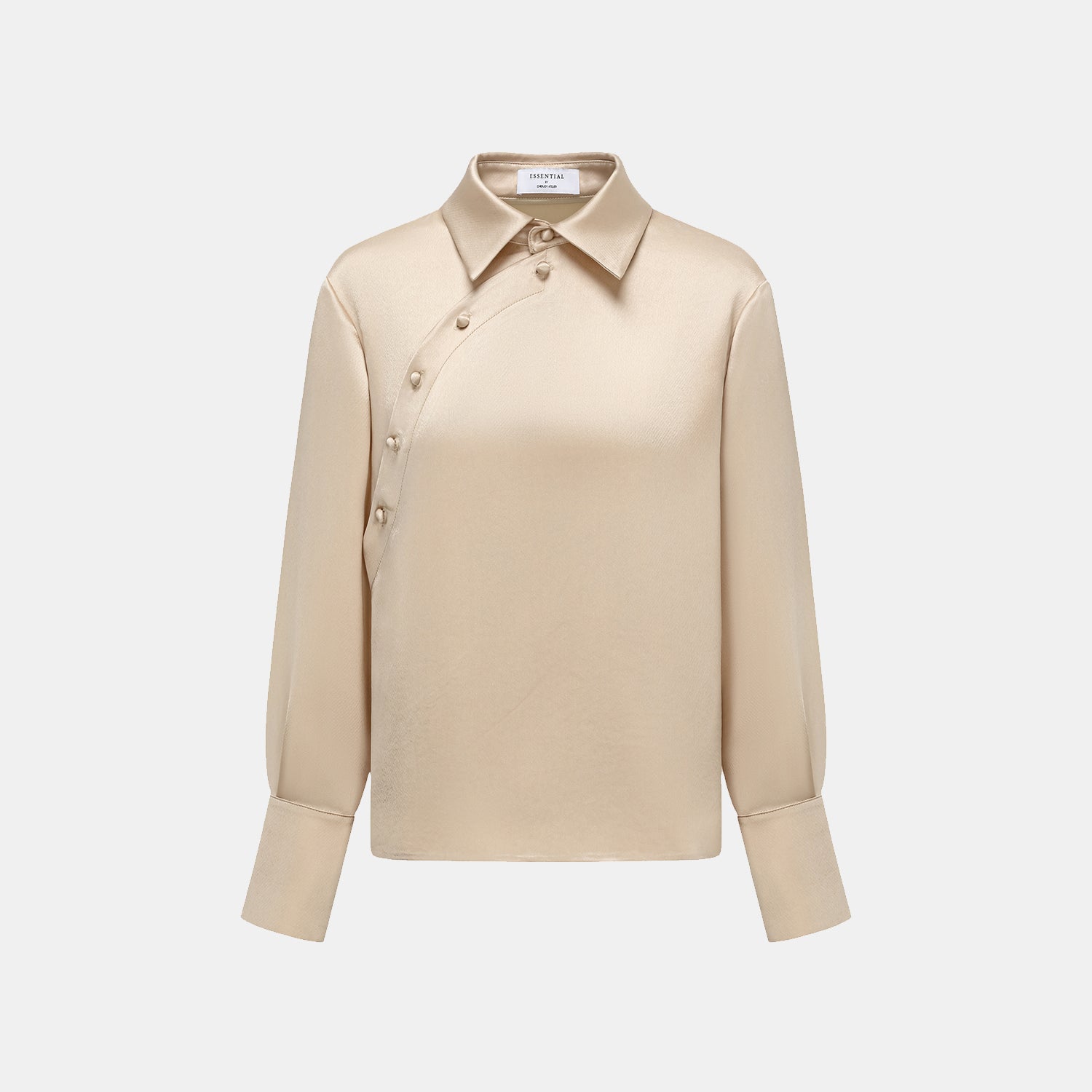 “春意” 晶鱗肌理醋酸輕中式襯衫—香檳金