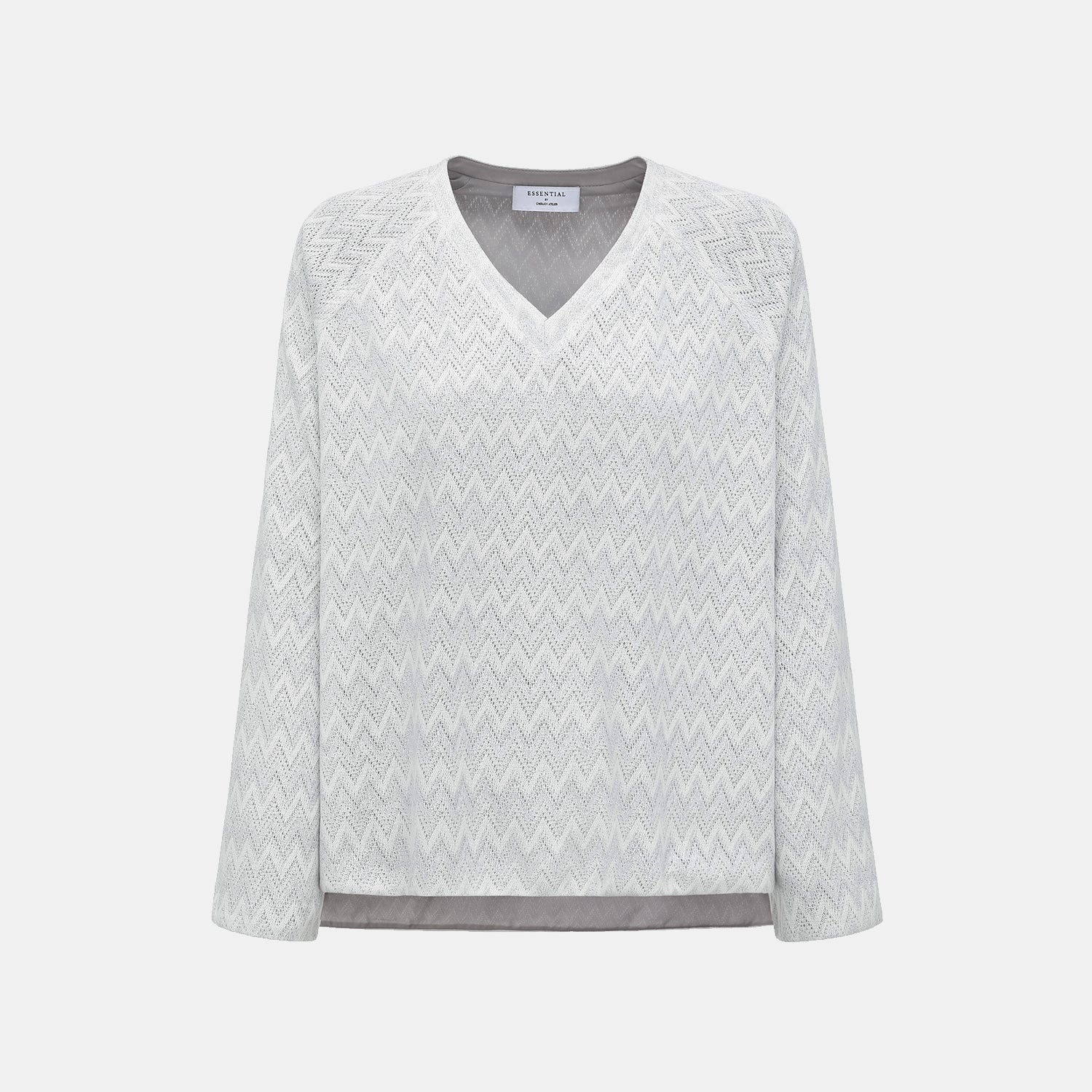 “Summer Diary”義大利Chevron山形銀燦織紋Oversized針織上衣—Hazy Vale煙嵐悠境