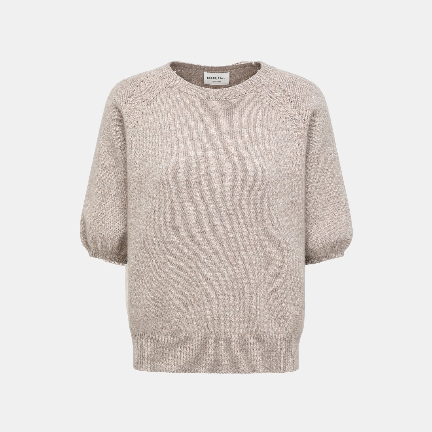 "Winter Diary" 100% Cashmere 粗針五分袖上衣—Taupe Swirl