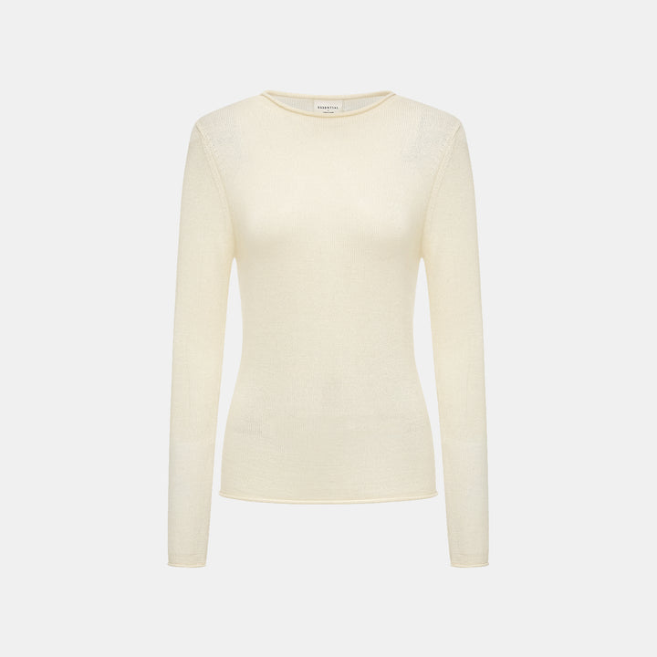 “Winter Diary” Silk Cashmere 基礎款上衣—白