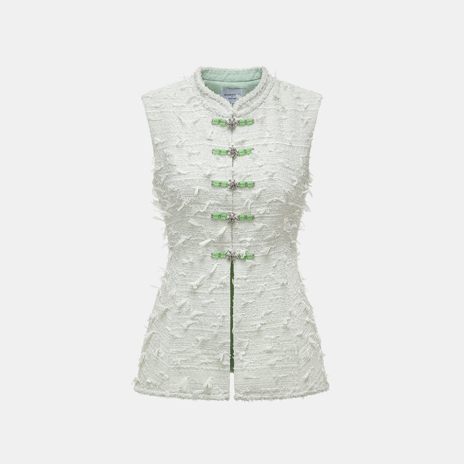 “春意” 輕薄花呢立體剪裁輕國風馬甲上衣—香苧暮春