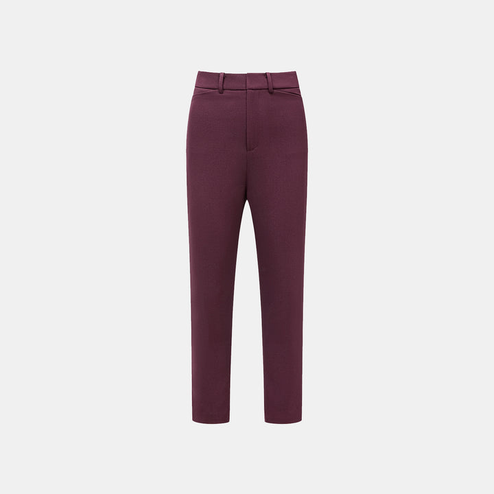 "Westminster Weekdays" Luxe Heather Acetate Cropped Pants - Pinot Noir