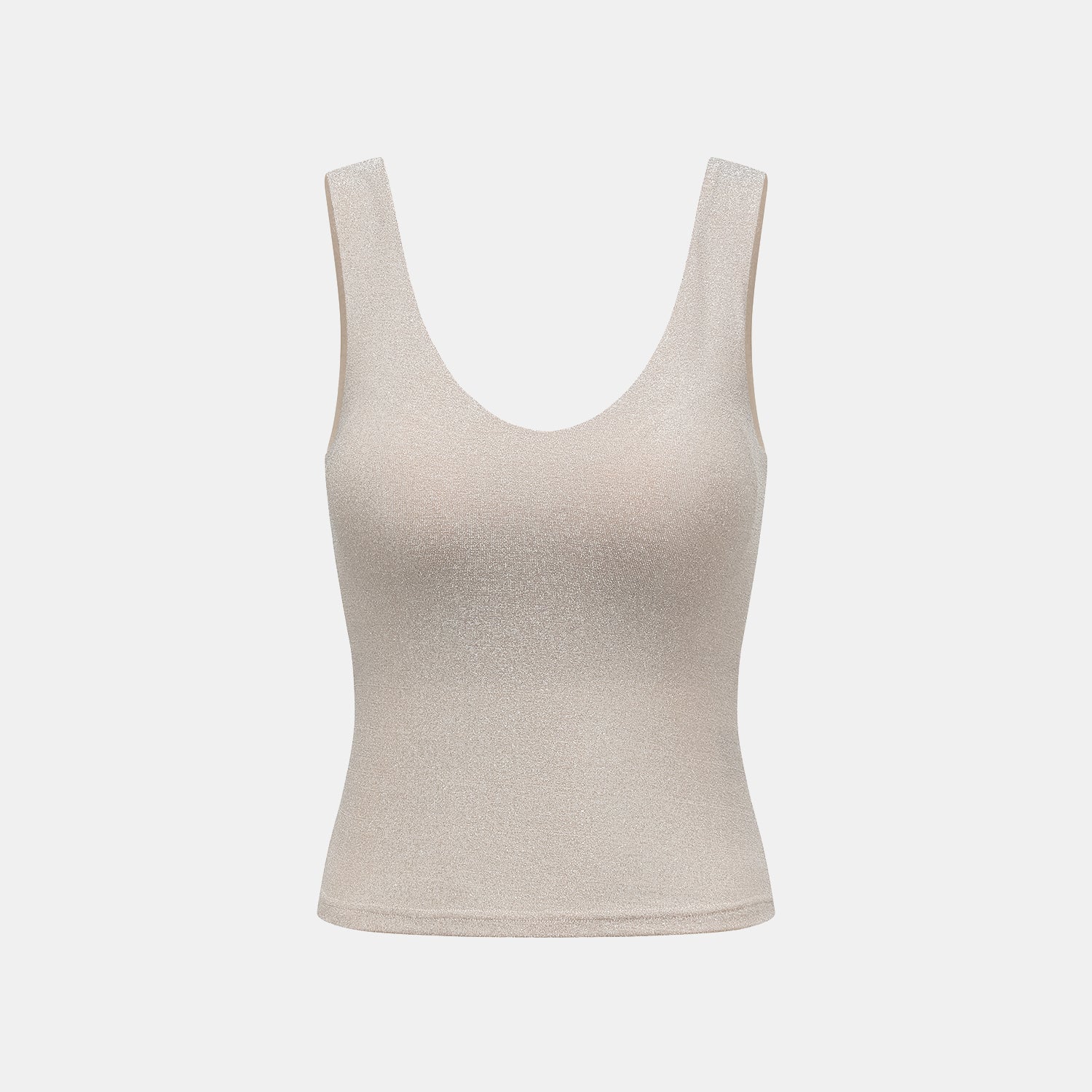 “Easy-go Chic” 銀織工藝彈性合身V領背心—Nude