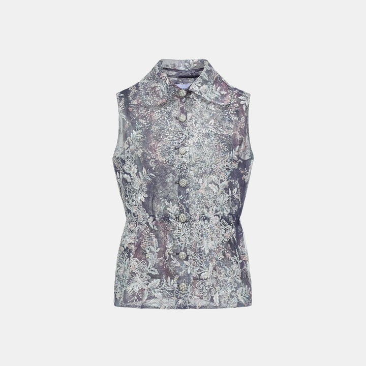 "Imperial Garden Teatime"緞染繡霞奢華珠繡蕾絲狩獵收腰輕國風馬甲背心—Nocturne Bloom凝夜浮香