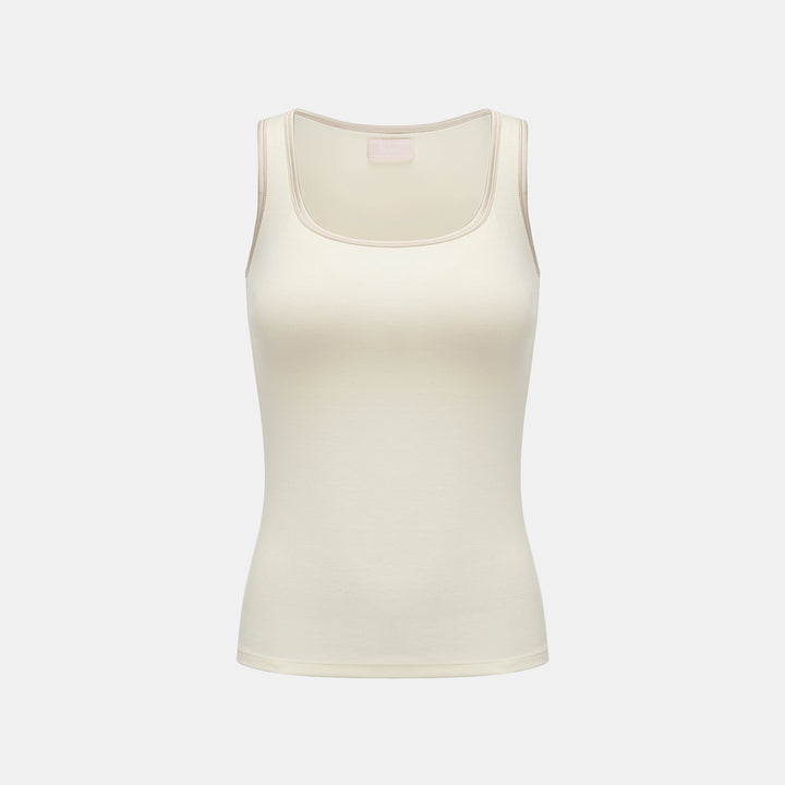 "Heart Warmth"極柔羊毛緞邊BraTop—柔煦白