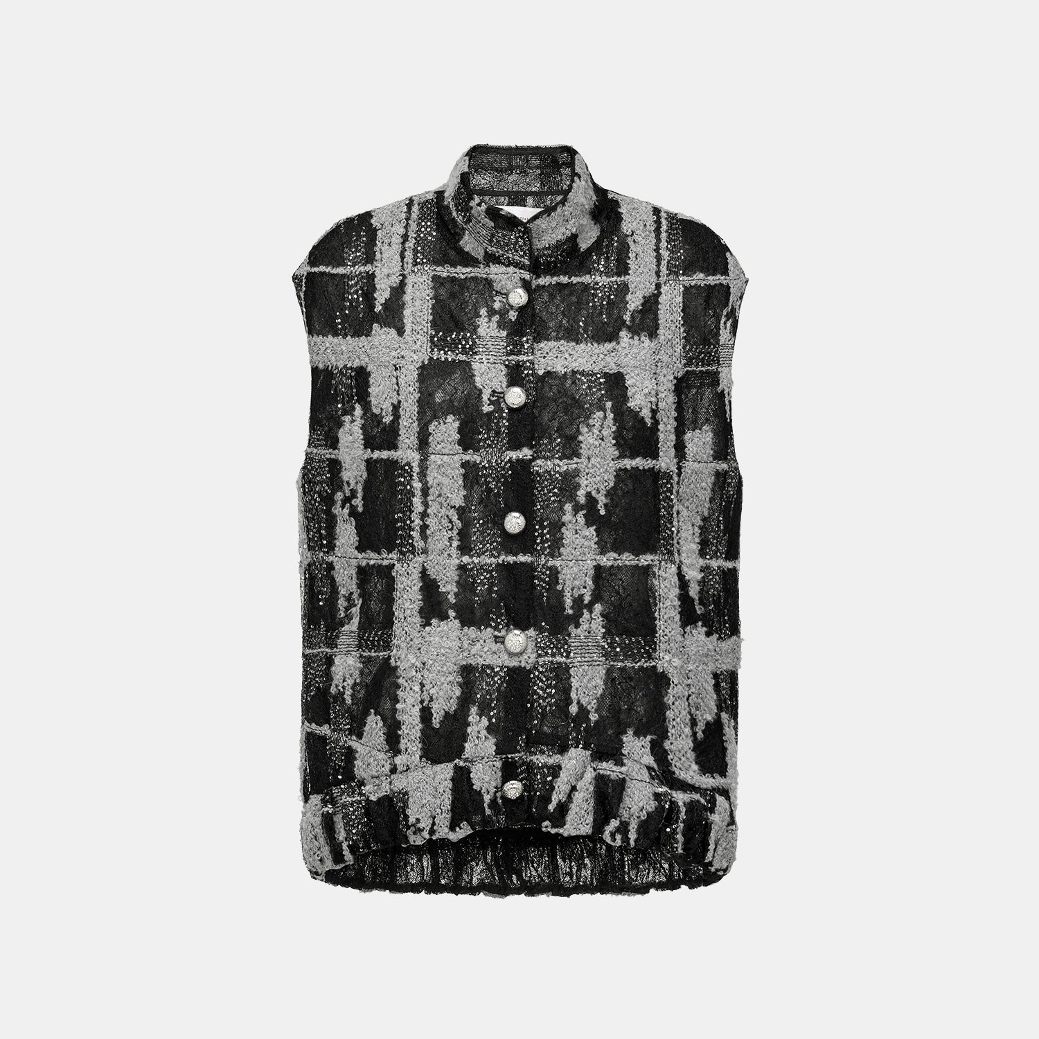 “Quiet Mastery.”義大利頂級細圈絨亮片織藝蕾絲馬甲背心—Nightingale Rose夜鶯玫瑰