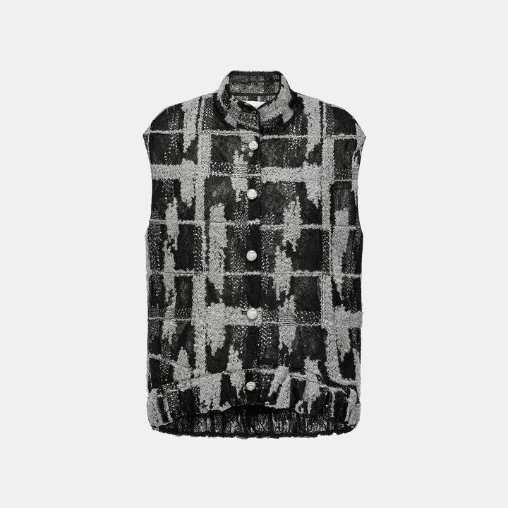 “Quiet Mastery.”義大利頂級細圈絨亮片織藝蕾絲馬甲背心—Nightingale Rose夜鶯玫瑰