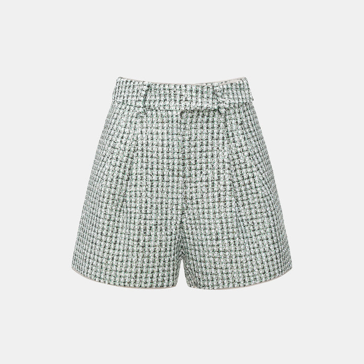 “Weekend at Monaco” 彩織亮片鑲藝花呢短褲—Chartreuse Swizzle夏翠絲旋舞
