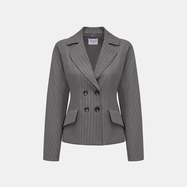 "Speak Sleek." 銀織工藝直條修身西裝外套—Urban Reverie藝境漫游