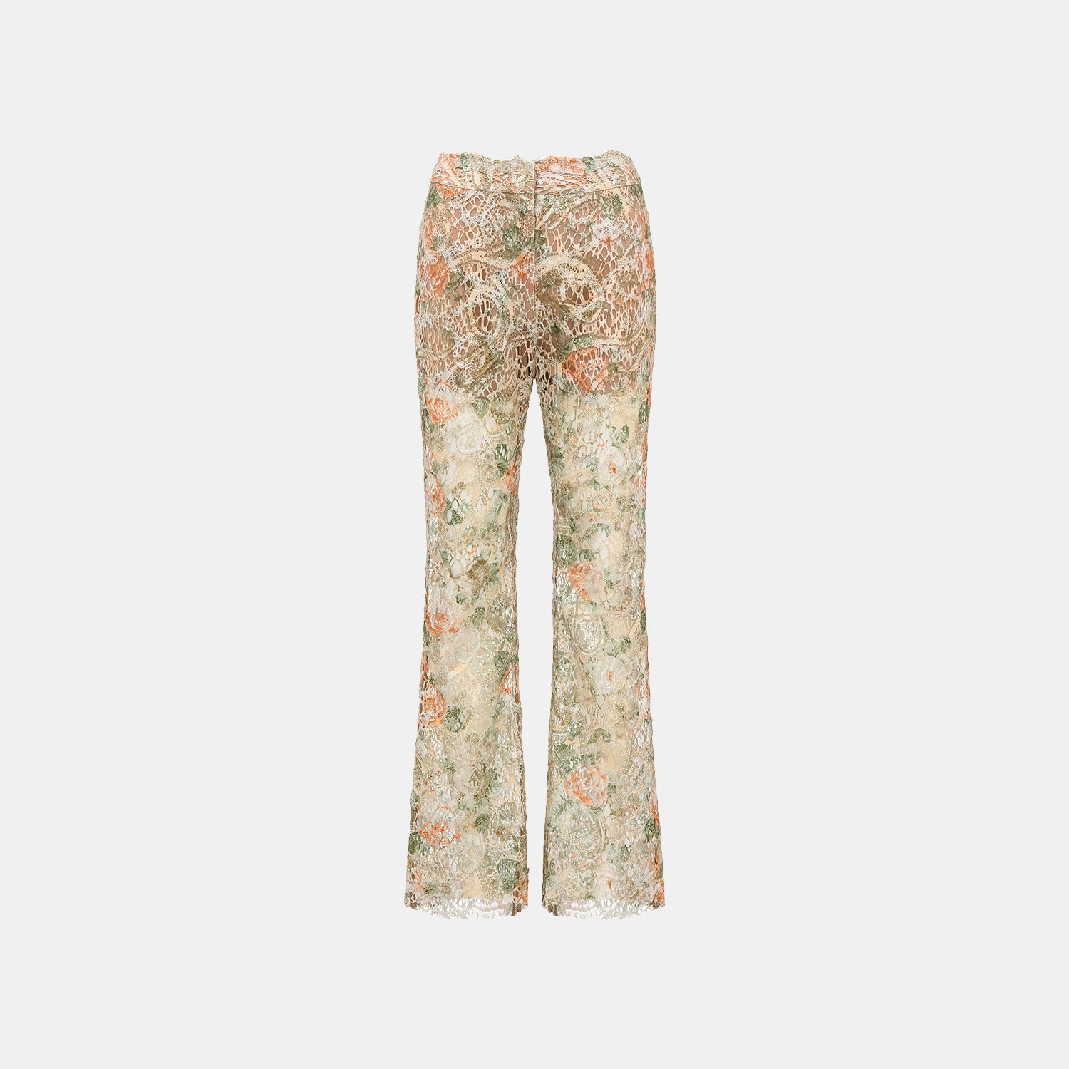 "Imperial Garden Teatime" 義大利奢華畫繡蕾絲喇叭褲 —茶野絮語