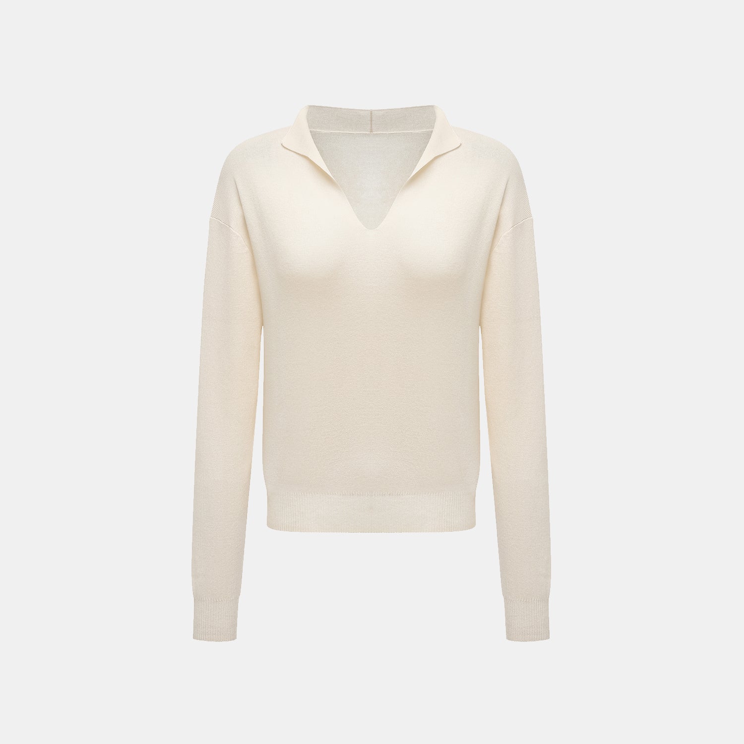 “Spring diary.” Silk Cashmere真絲喀什米爾V領上衣—Ivory