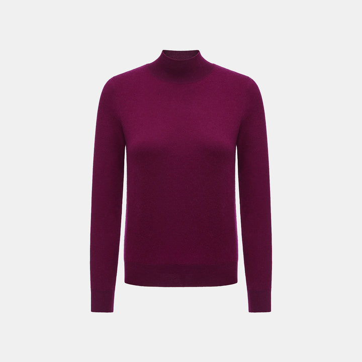 “Winter Diary” Cashmere極簡純色立領針織衫—Velvet Plum絨夜紫莓