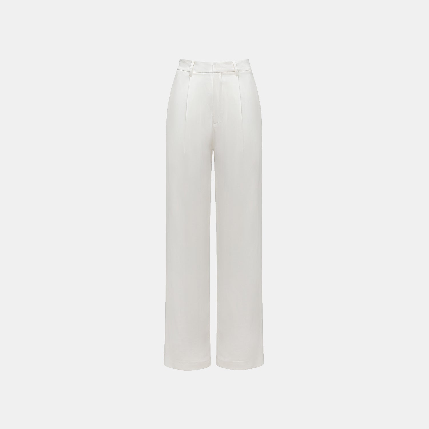 "Speak Sleek" 奢華輕薄麻感肌理醋酸立體剪裁寬褲—Ivory