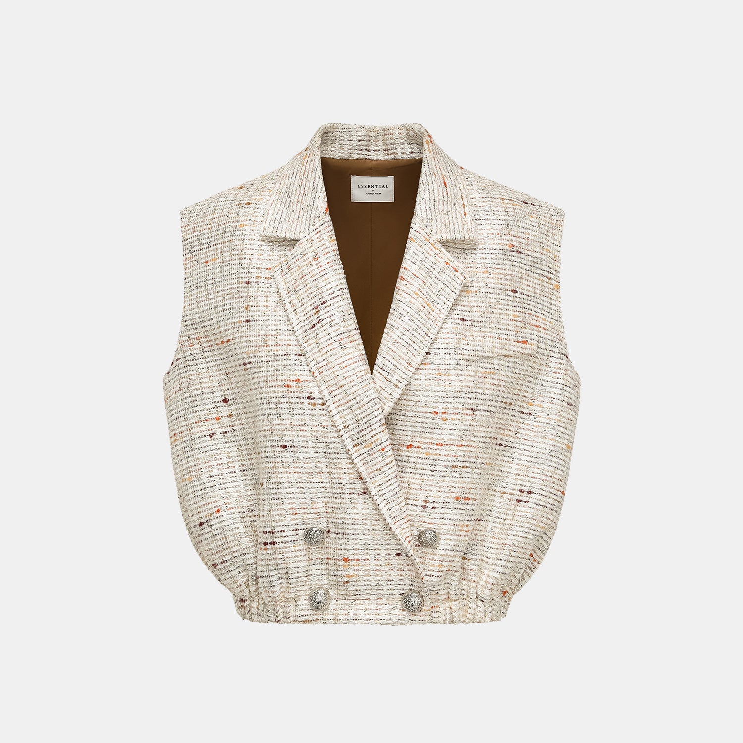 "Oxford Autumn Elegance" Tweed Vest - White and Multicolor 