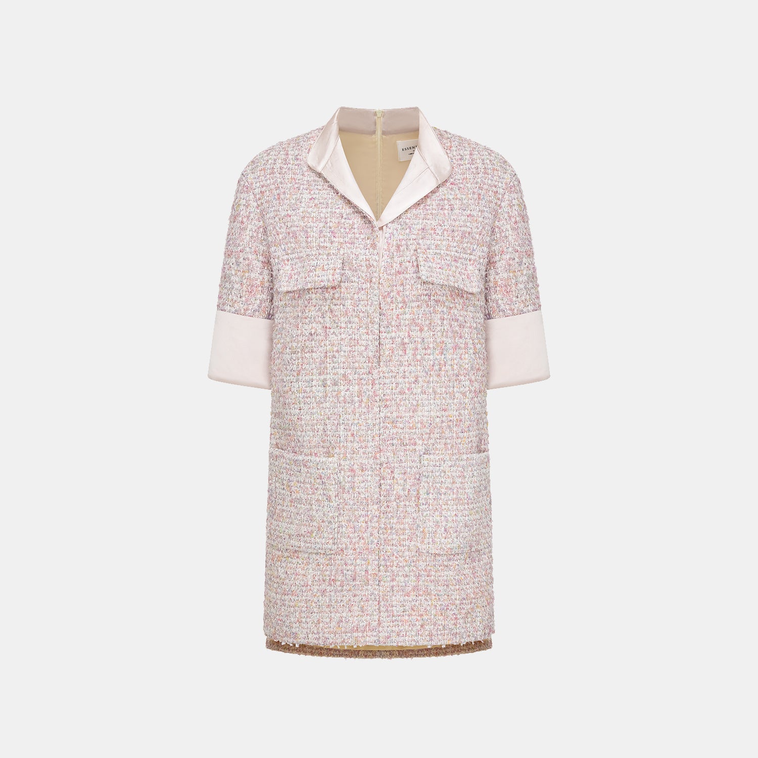 "Chelsea Tea Time" tweed faux two-piece dress—Sparkle. 