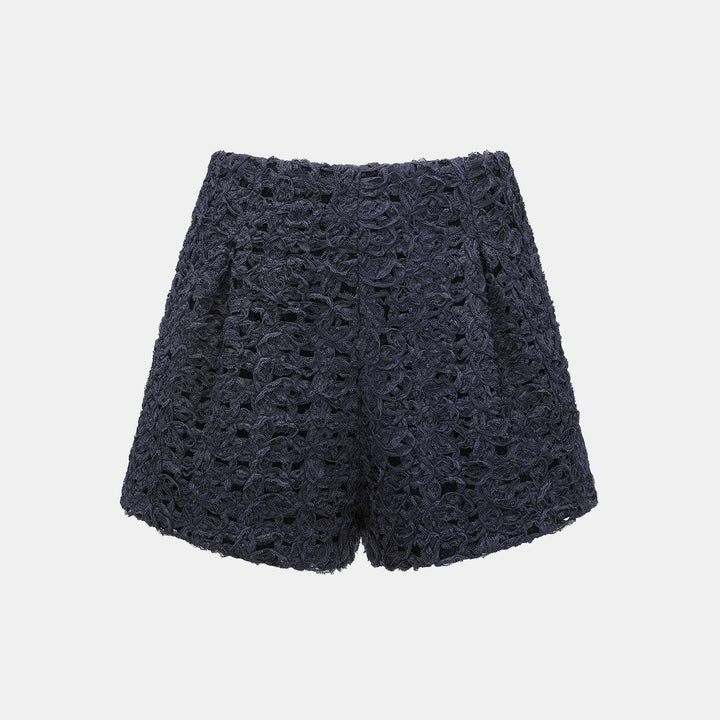 “Sloane Ave."繞畫織藝鏤花蕾絲短褲—Indigo Ballad布爾藍調