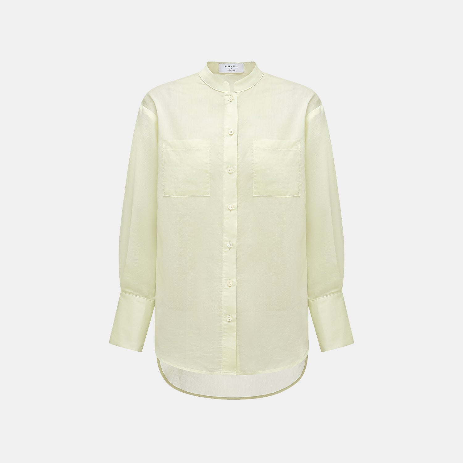 “知性時刻” 天絲緞面雪紡Oversized襯衫—鵝黃