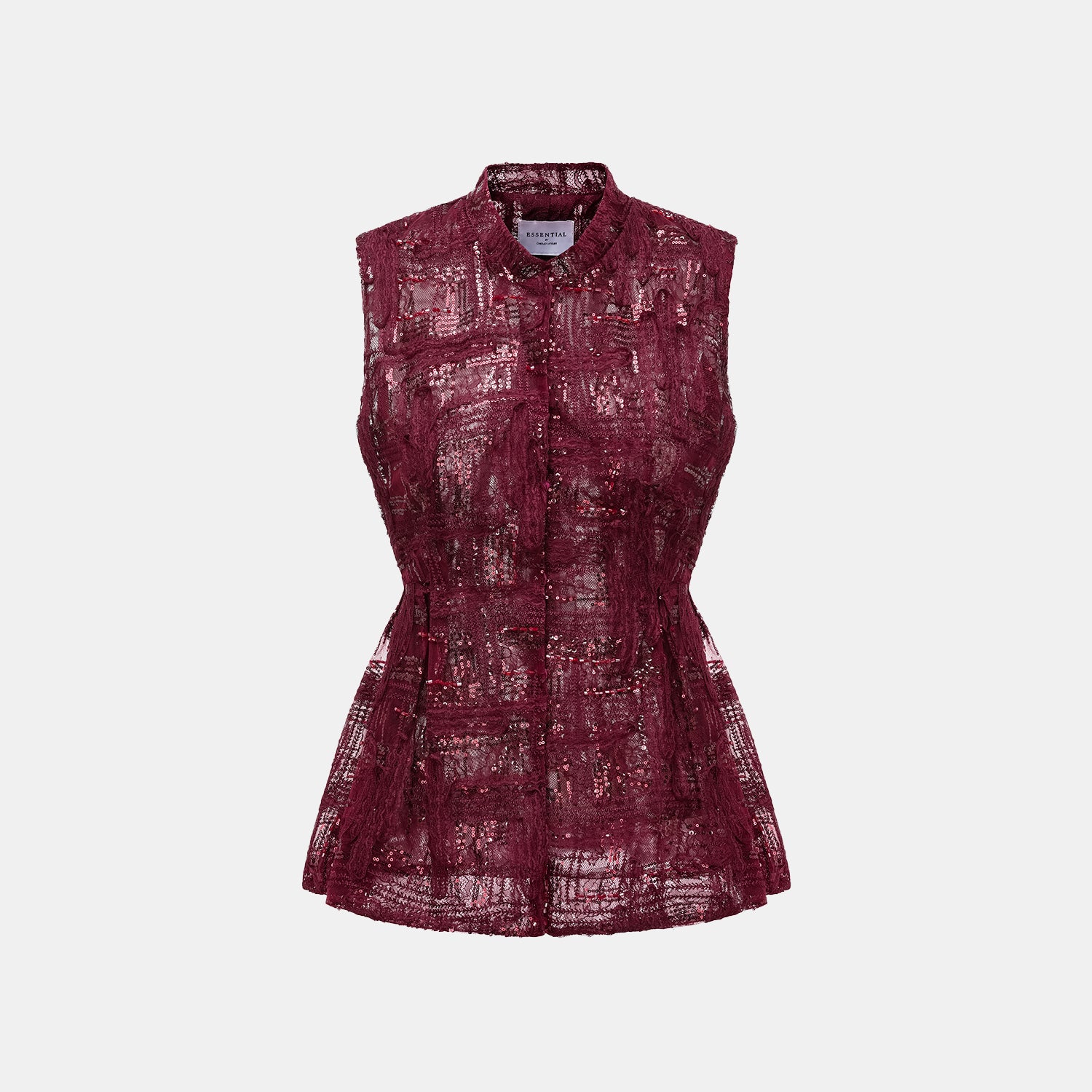 "Imperial Gala" 奢華蕾絲畫藝珠繡輕中式立體剪裁上衣—胭霞含春