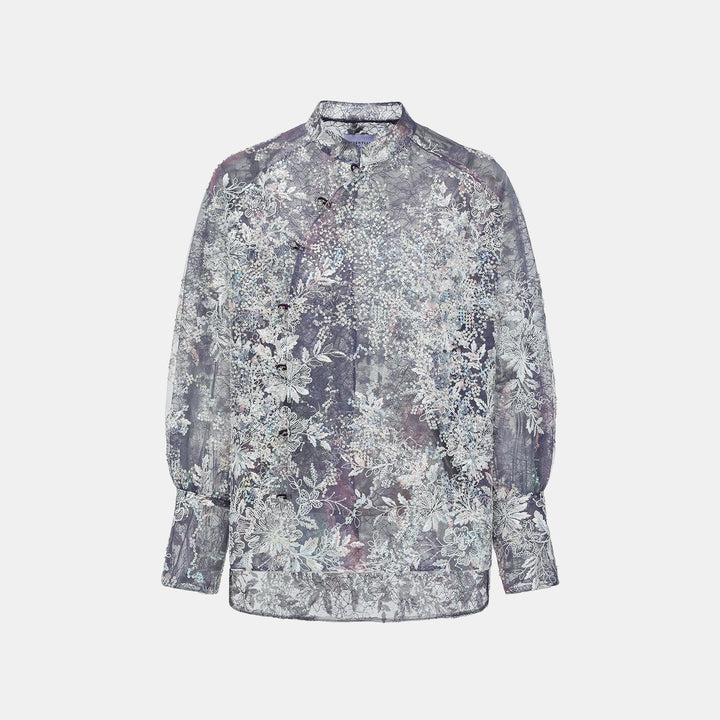 "Imperial Garden Teatime"緞染繡霞奢華珠繡蕾絲輕國風上衣—Nocturne Bloom凝夜浮香