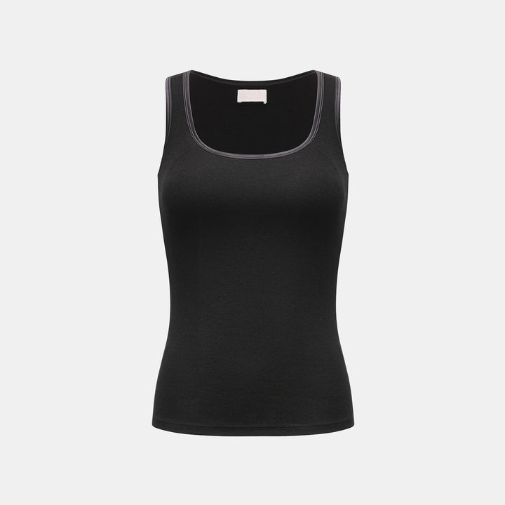 "Heart Warmth"極柔羊毛緞邊BraTop—俐落黑