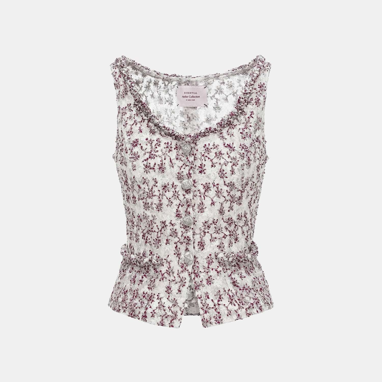 "Quiet Mastery." 法國頂級手工坊特殊工藝蕾絲背心