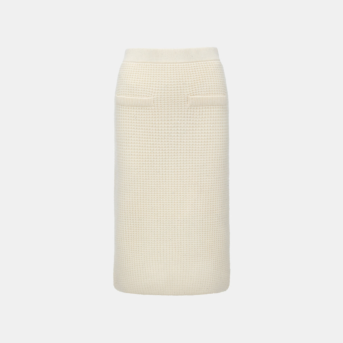 “Autumn Diary” 100% Cashmere細緻華夫格亮片針織鉛筆裙—Pale Sunlight冬日晨光