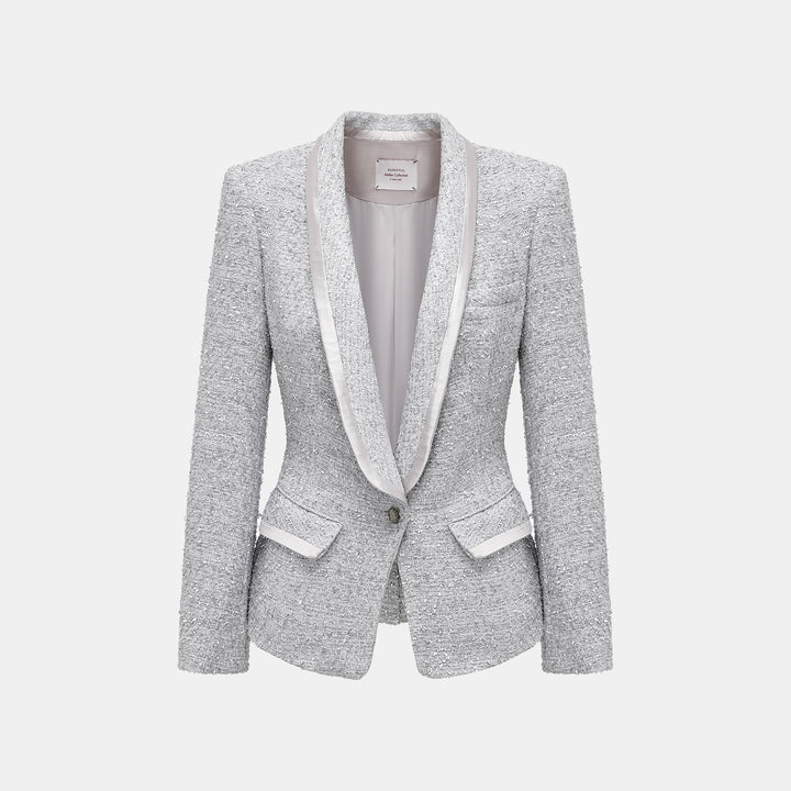 "Arcade of CherJoy Atelier." French summer light tweed three-dimensional tailored slim suit jacket 