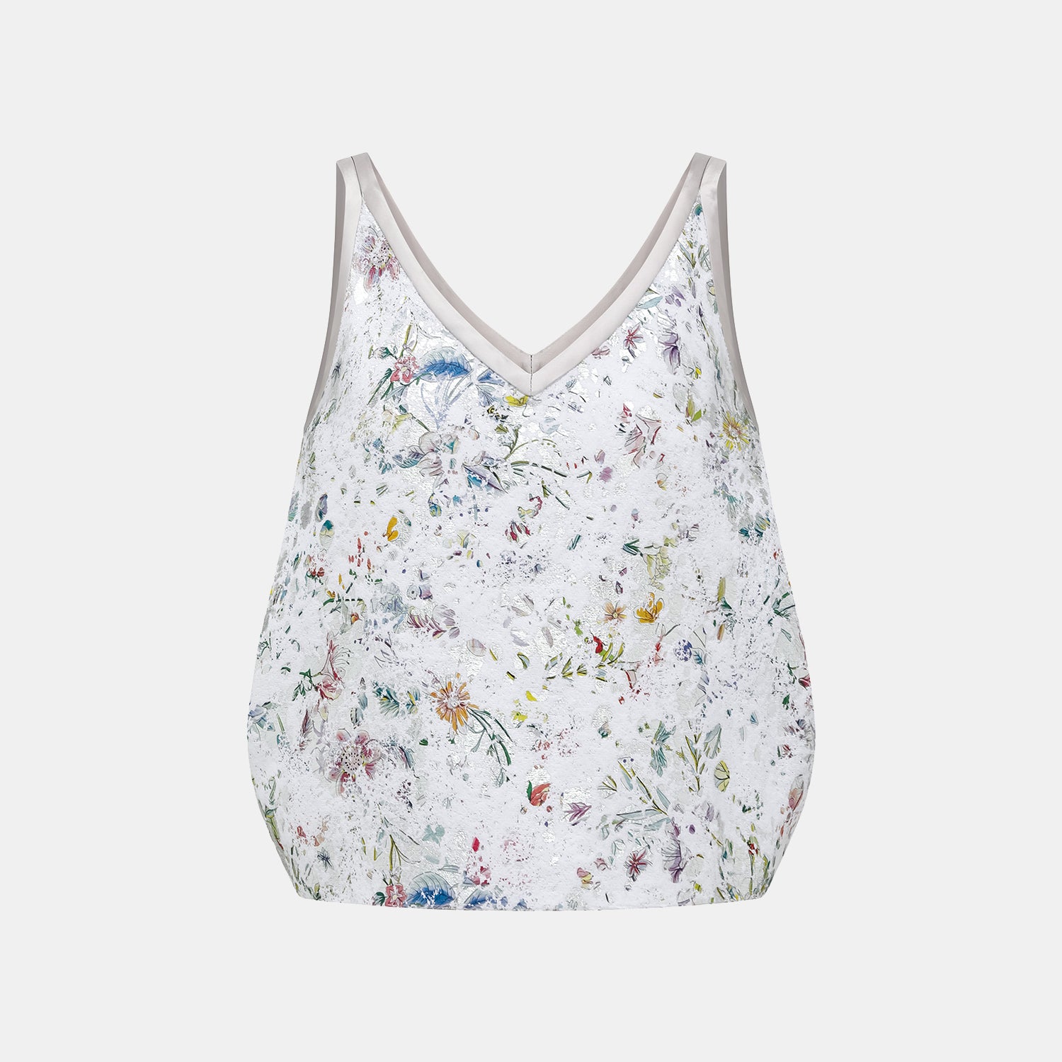 “Imperial Garden Teatime” 義大利銀箔貼花工藝肌理輕國風面料背心—蝶影醺夢