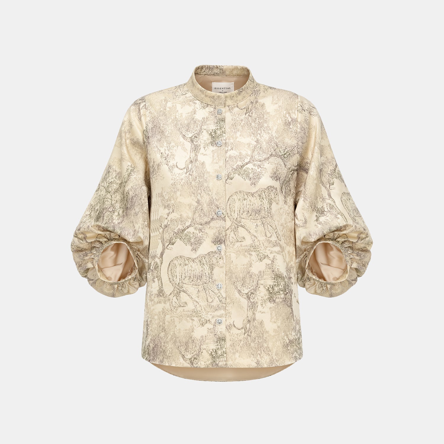 "Imperial Garden Teatime” 刺繡提花真絲羊毛襯衫—綠