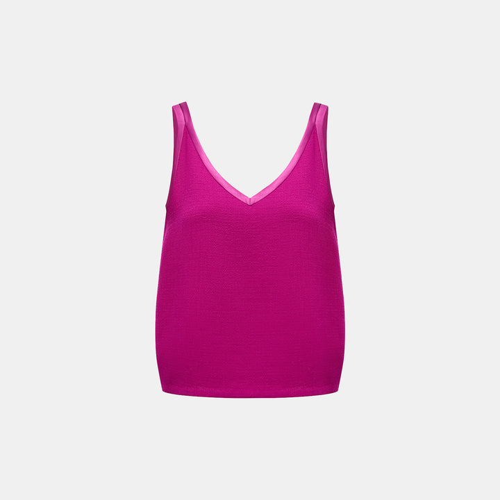 "The Top" British double-faced crepe vest - Fuchsia 