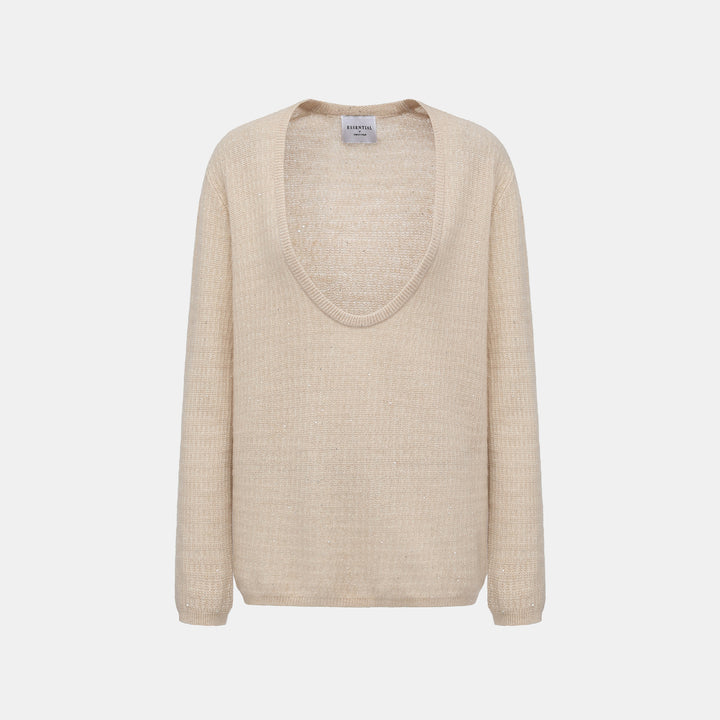 “Autumn Diary” 100% Cashmere極細絨柔星點低弧領針織上衣—Dream of Wheatfield麥田之夢