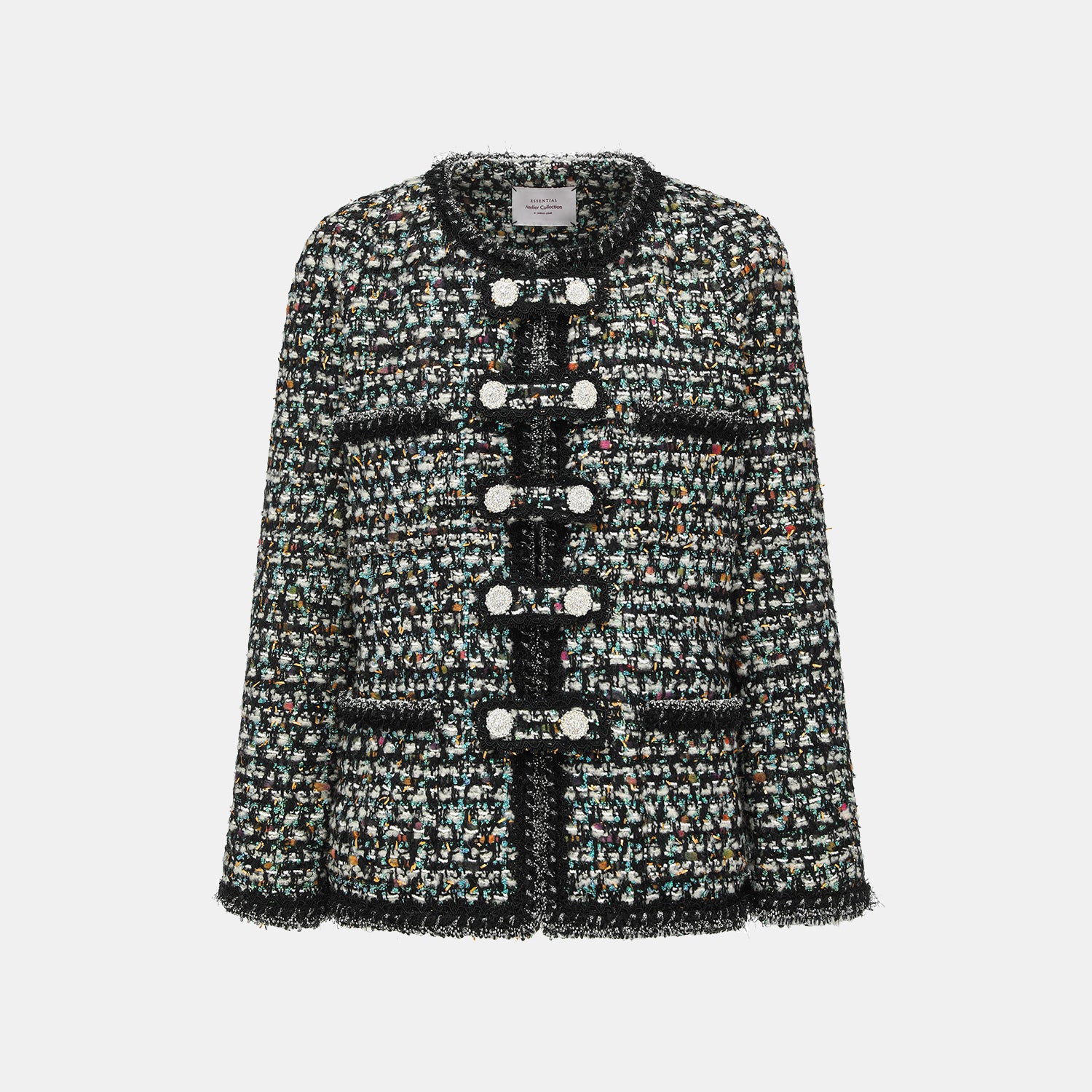 "Couture Impression."法國頂級羊毛棱光彩織花呢經典No.4外套—Galaxy Jardin銀光花境