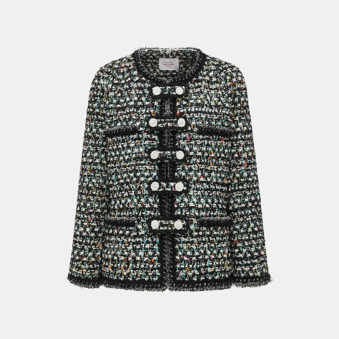 "Couture Impression."法國頂級羊毛棱光彩織花呢經典No.4外套—Galaxy Jardin銀光花境