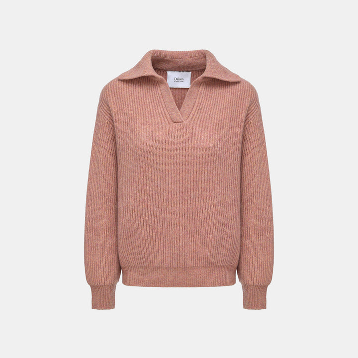 "Winter Diary" 100% Cashmere 粗針大翻領上衣（Yarn by Loro Piana)—Rosewood Blush絨粉玫瑰