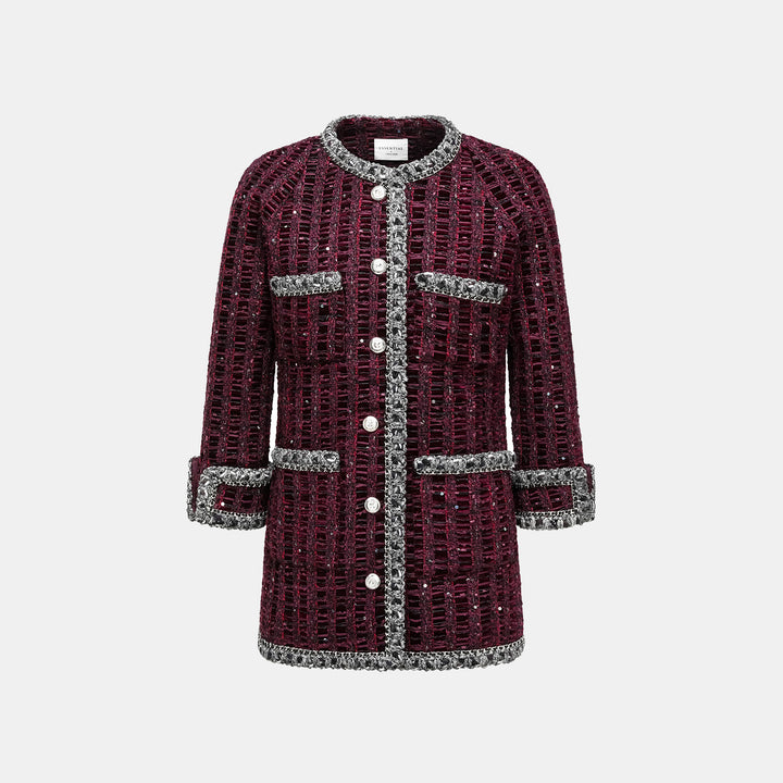 “Brunch at Ritz.” 中長款花呢外套—絲絨紫